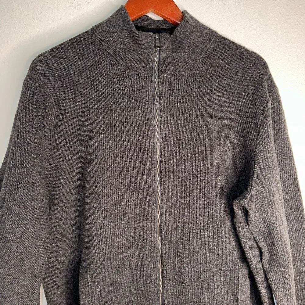 Banana Republic Mens Gray‎ Supima Cotton Full Zip Jacket Knit Modern Minimalist
